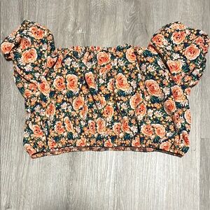 Floral Puff Sleeve Girls Top